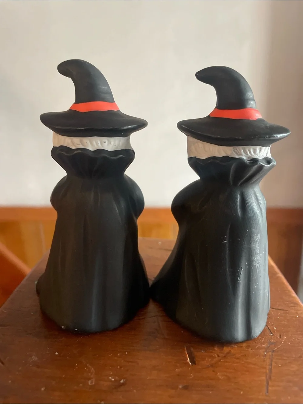 Vintage Witch Figurine Pair with Green Owl - Decorative Halloween Home Accent